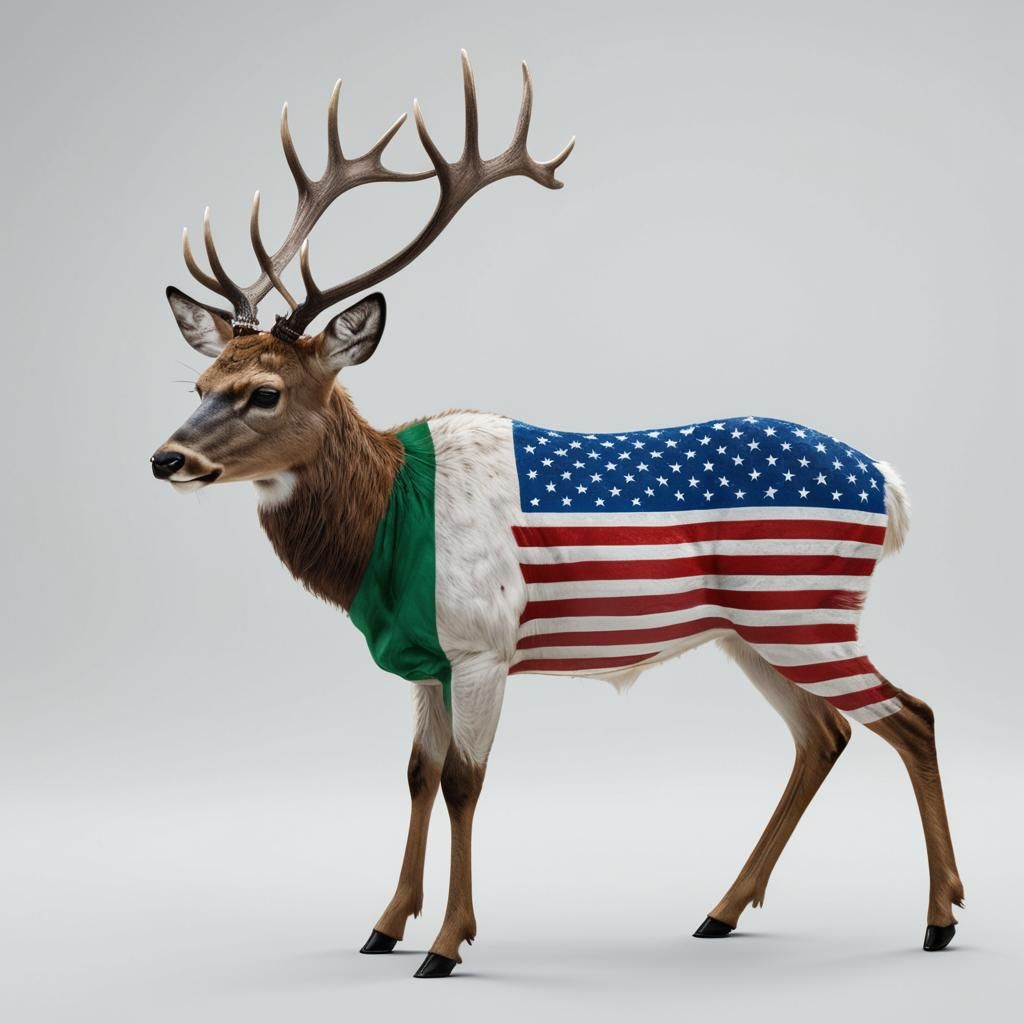 One realistic deer with the entire Italian flag engraved on ...