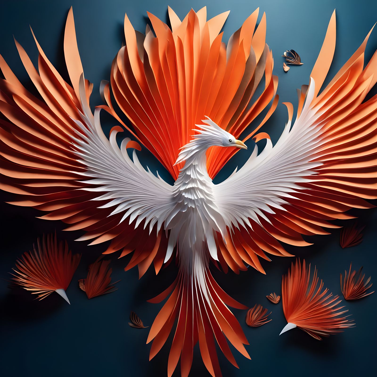 Paper Phoenix Soaring Through Intricate Origami World