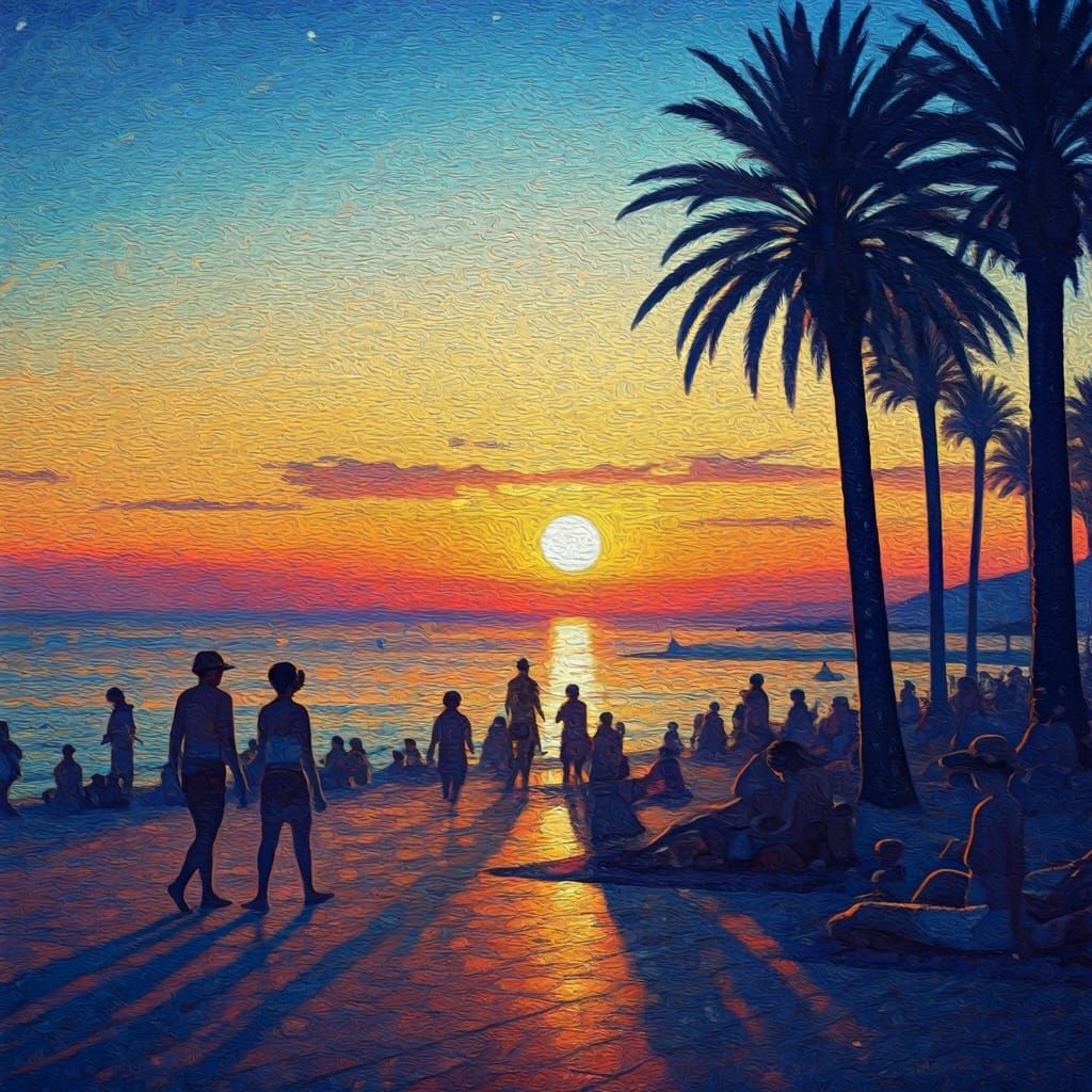 Summer night by the sea