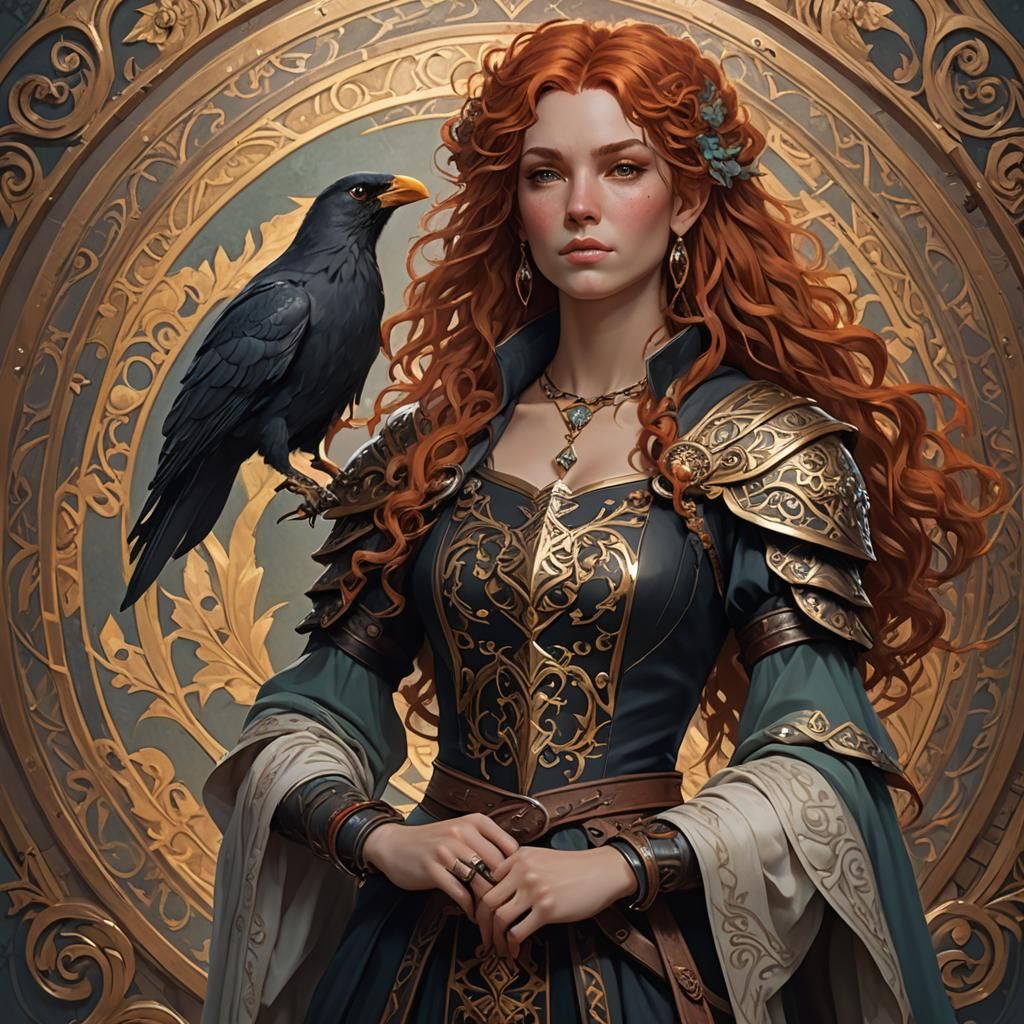 Detailed Bard Portrait with Crow Tattoos