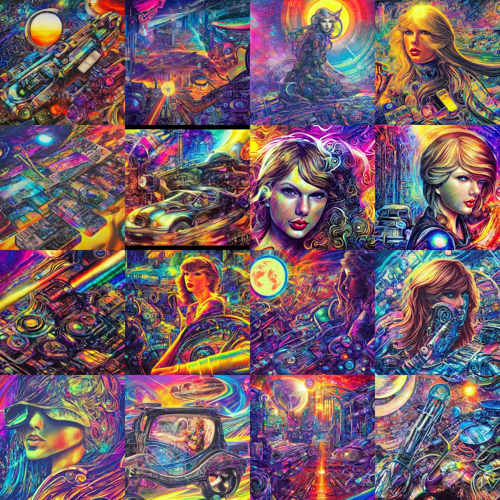 Taylor Swift in Retrofuturistic Biopunk Anime Style