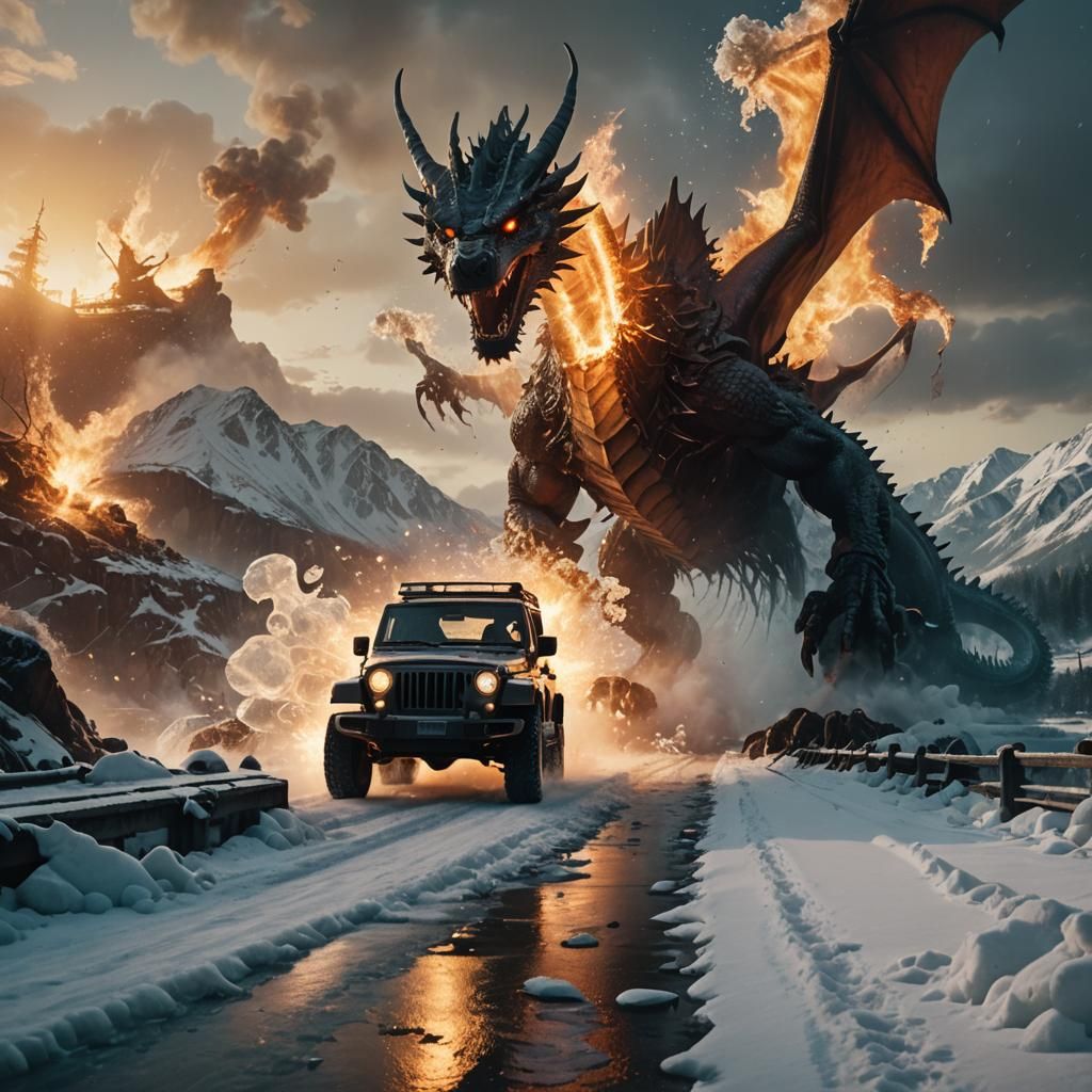 Dragon's Icy Breath Creates Fiery Explosion