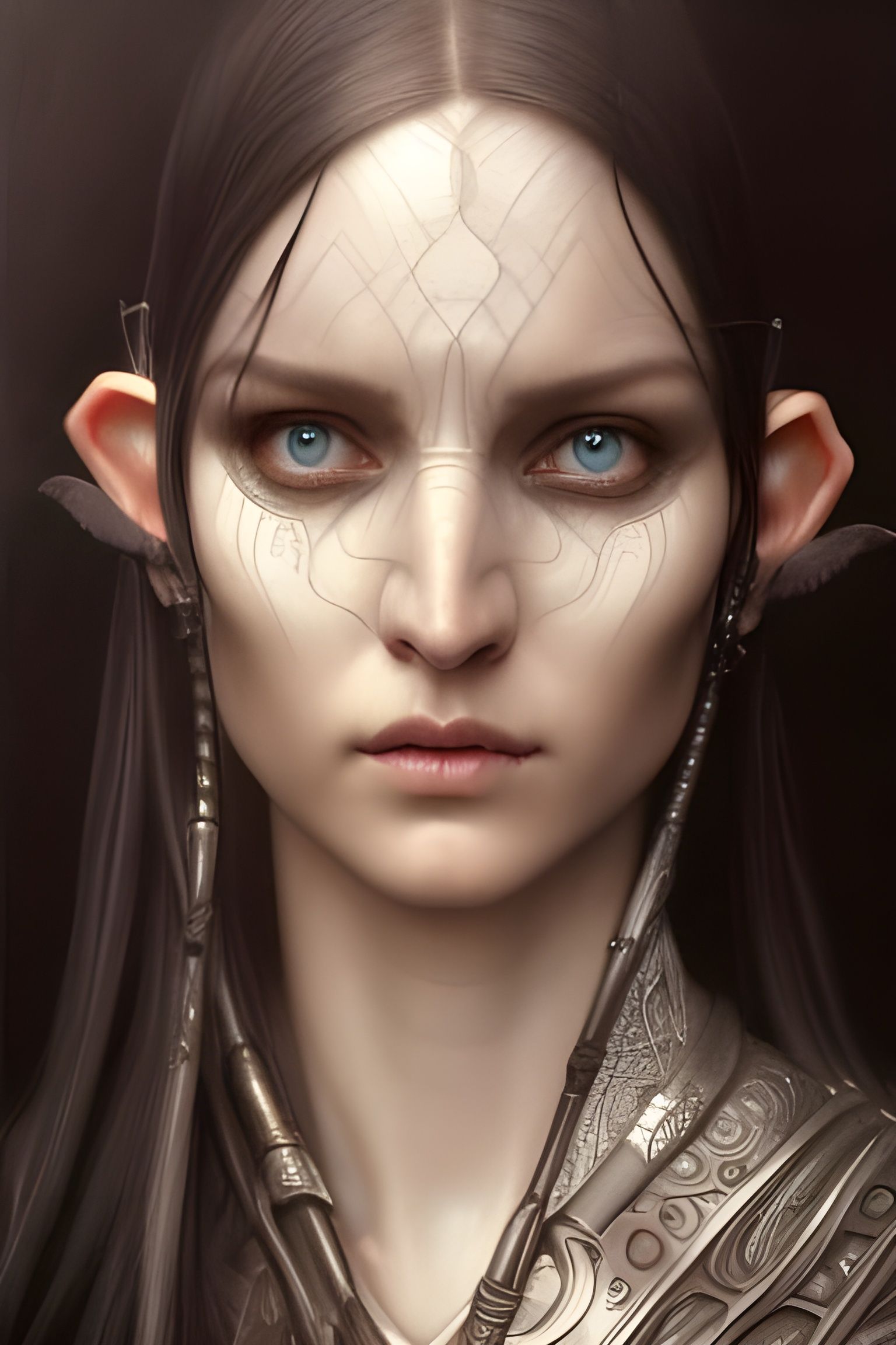 Elegant High Elf Portrait in Airbrush Style
