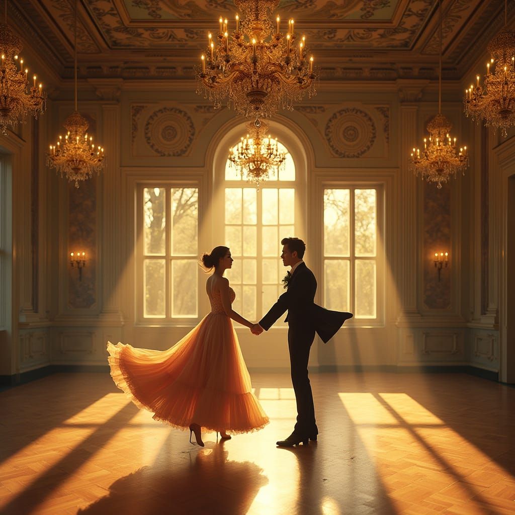 Elegant Art Nouveau Ballroom Dance Couple