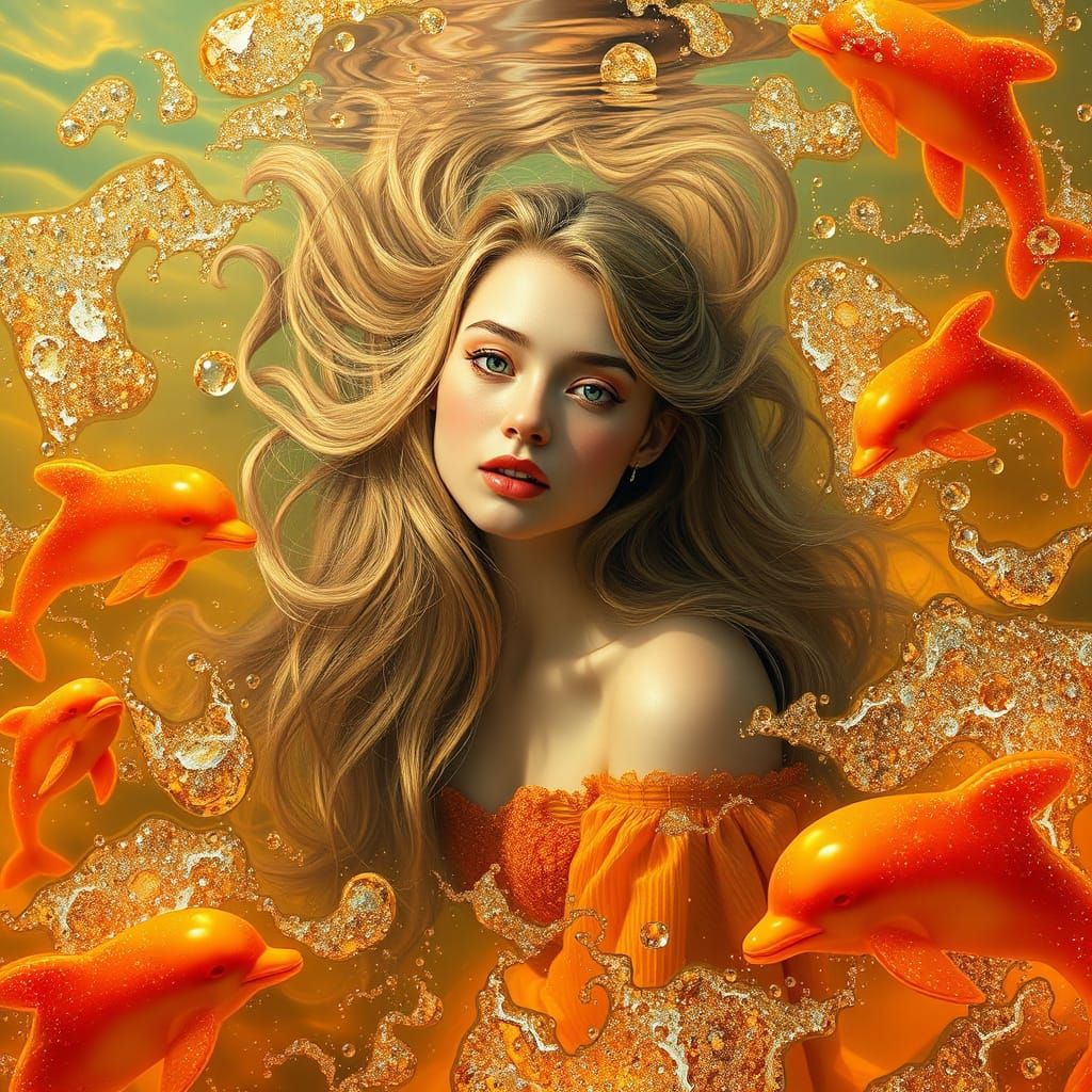 Dreamlike Soda Ocean with Candy Dolphins