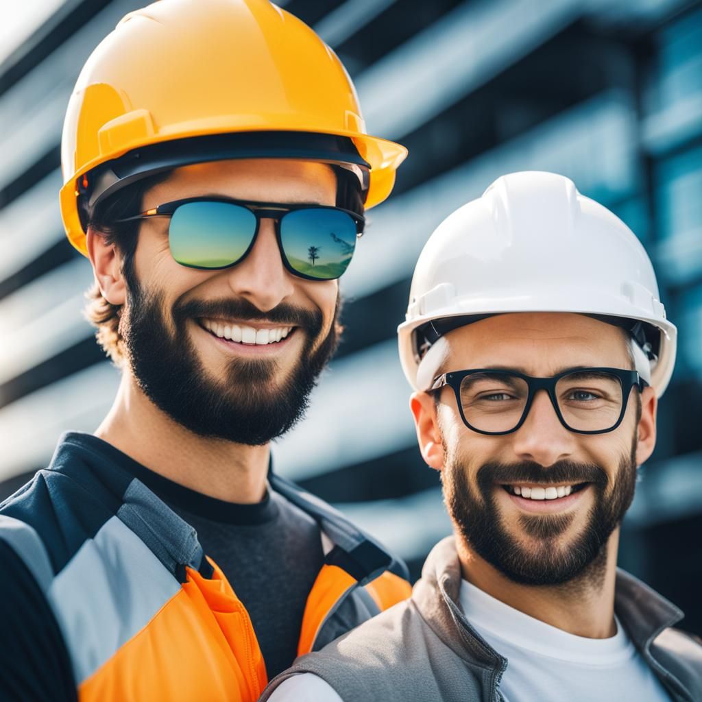 Photorealistic Portrait of Two Men with Solar Energy Theme