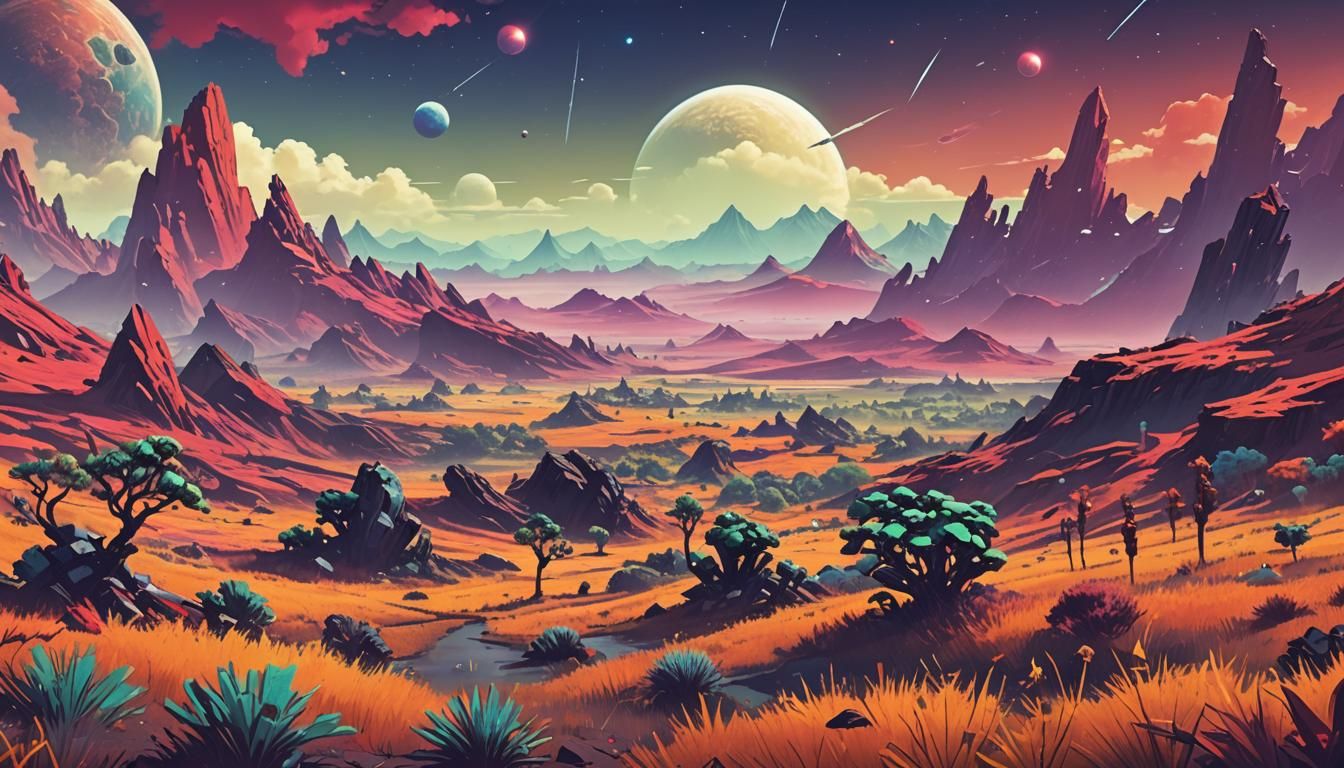 Alien Landscape in No Man's Sky Style