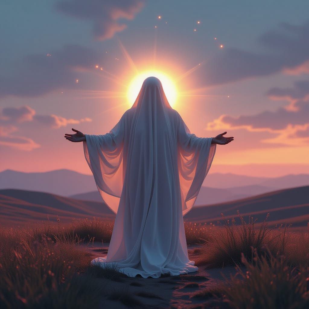 Anonymous Figure Radiates Joy in Digital Landscape