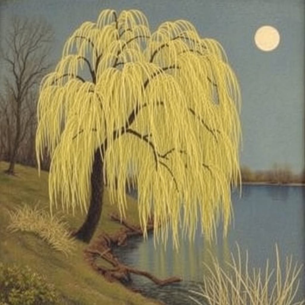 Ethereal Willow Tree Sways in Kay Nielsen-Inspired Landscape