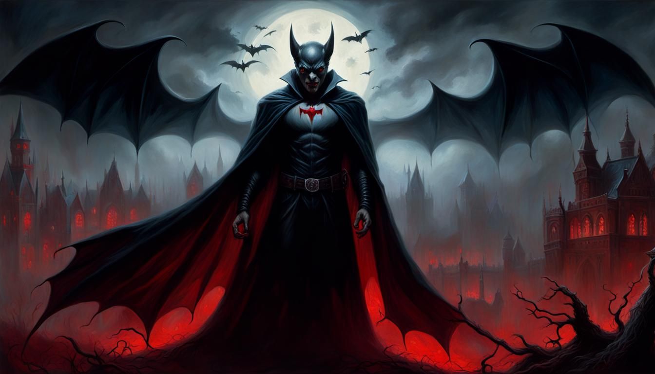 Terrifying Shadow Vampire in Ethereal Oil Painting Style