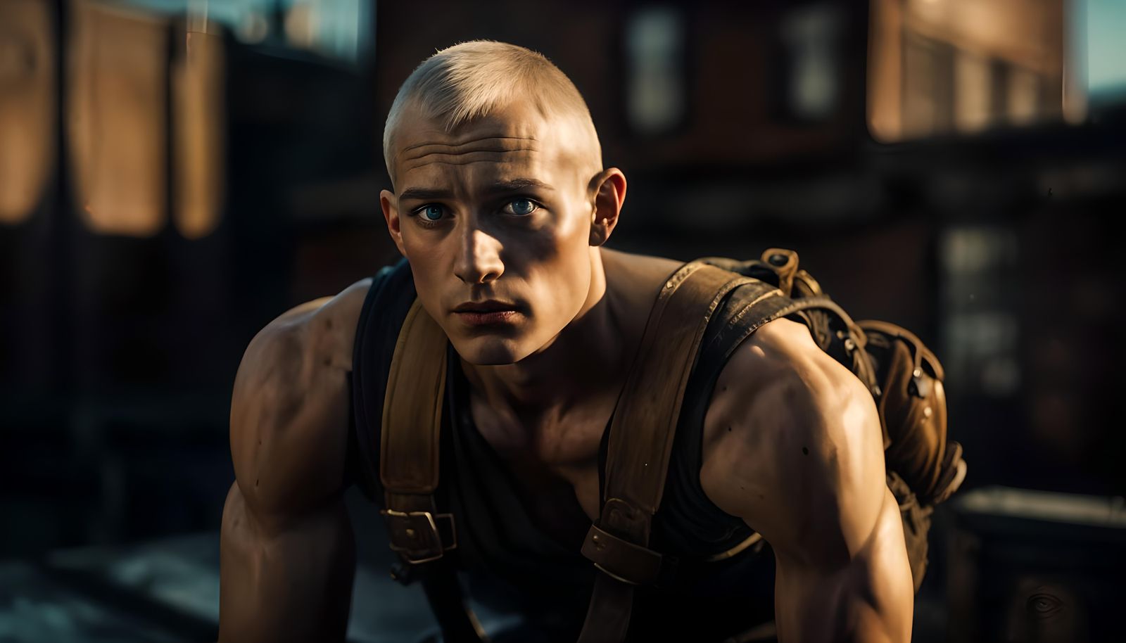 Steampunk Sailor in Apocalyptic Cityscape