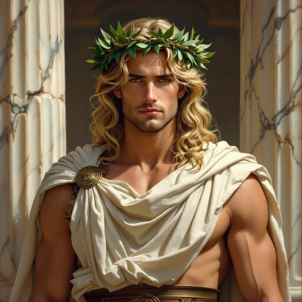 Classical Greek God in Realistic Style