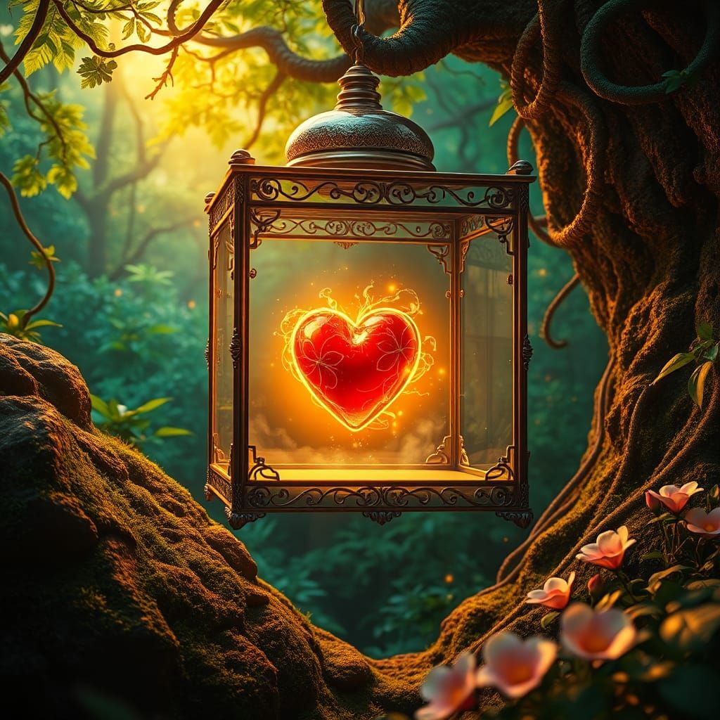 red heart lantern