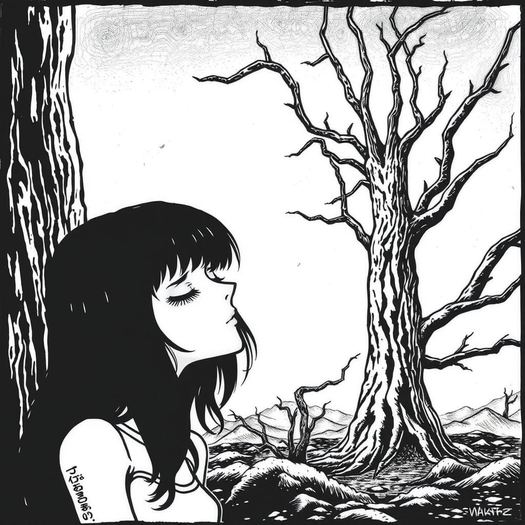 Horror Artwork Inspired by Junji Ito's Style