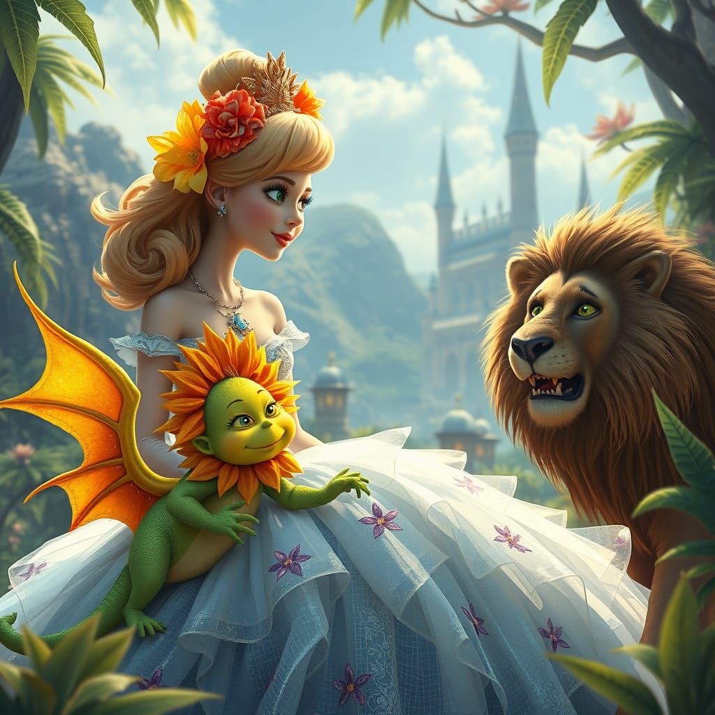 Whimsical Princess Cinderella in Vibrant Neverland