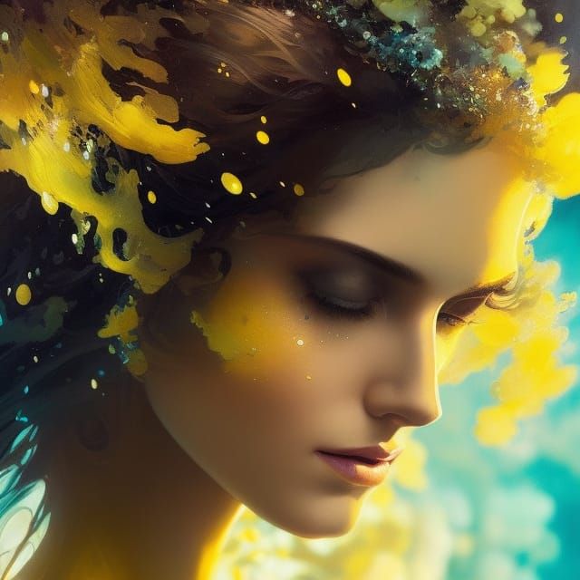 Edgy Underwater Portrait in Ink Splash Style