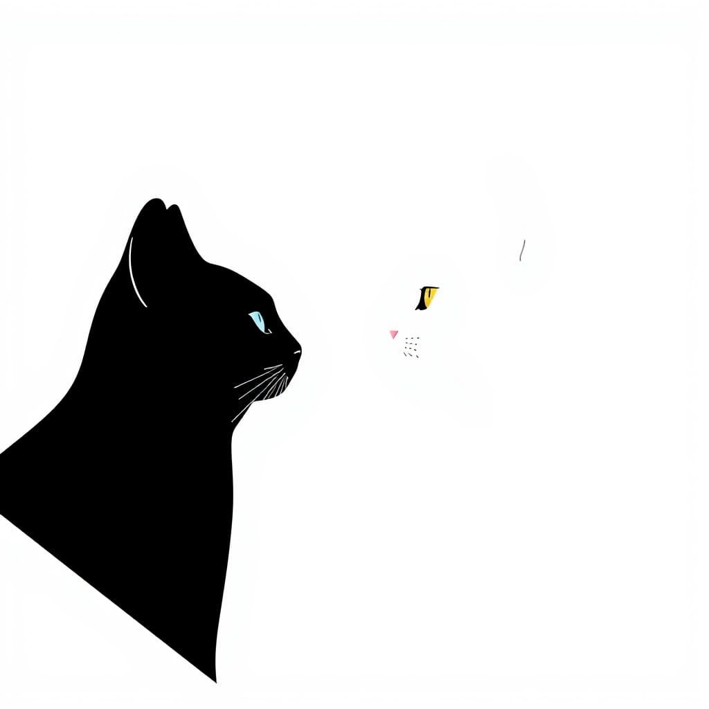 White Cat vs Black Cat: High Contrast Minimalist Art