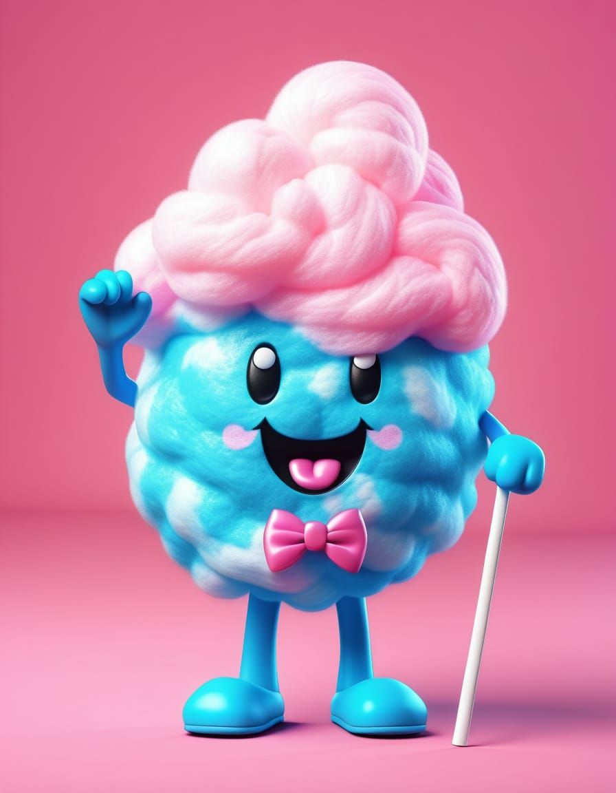Vibrant 3D Cotton Candy Creature