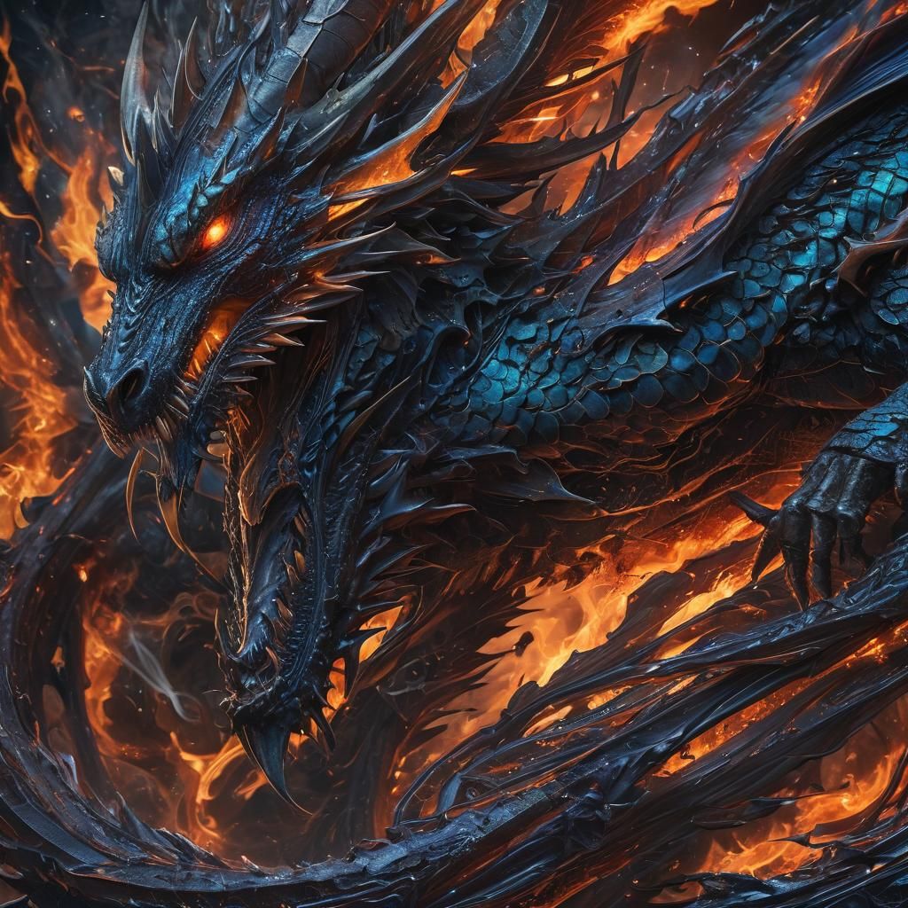 Cosmic Dragon in Fiery, Electric Storm