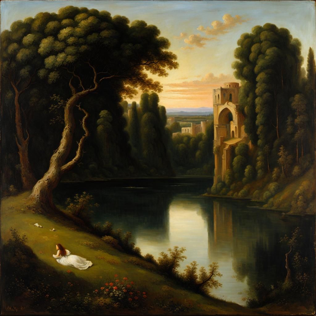 Symbolist Landscape Inspired by Arnold Böcklin