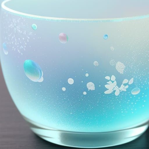 Engraved Yoto Glass in Anime Style with Frozen Bubbles