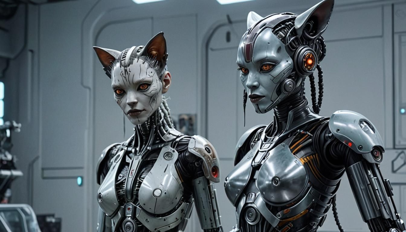 Biopunk Cyberpunk Lab with Cyborg Goddesses in Star Wars Sty...