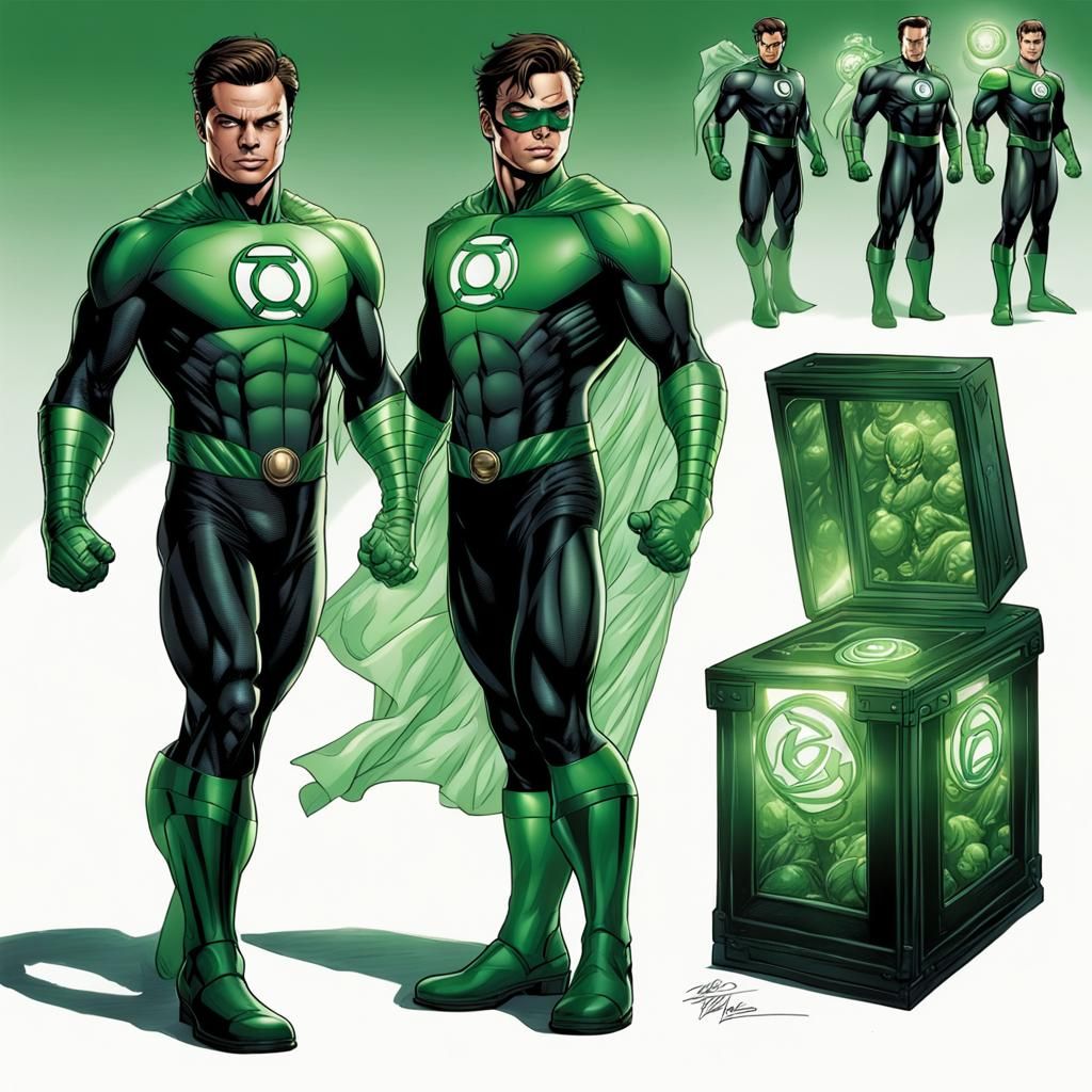 Hyperrealistic Hal Jordan Green Lantern Comic Book Art