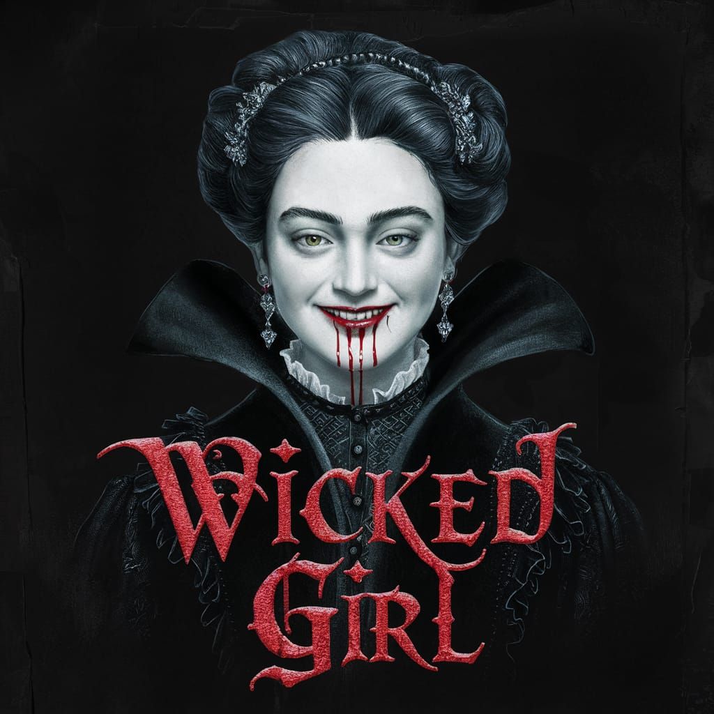 Gothic Illustration: Young Woman with a Wry Smile