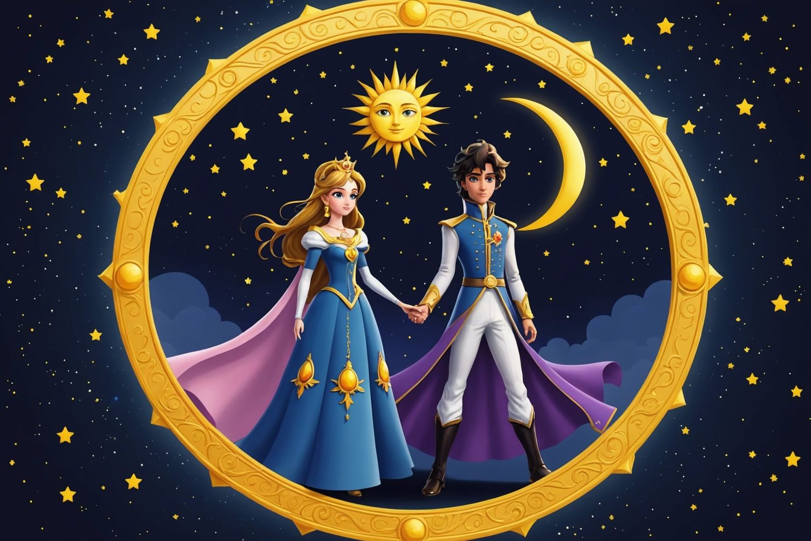 Celestial Prince Sun and Princess Moon Illustration