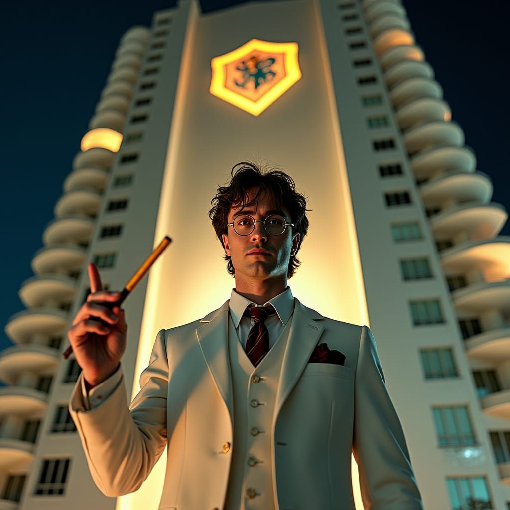 Harry Potter as Mafia Boss in Miami, Hyperrealistic