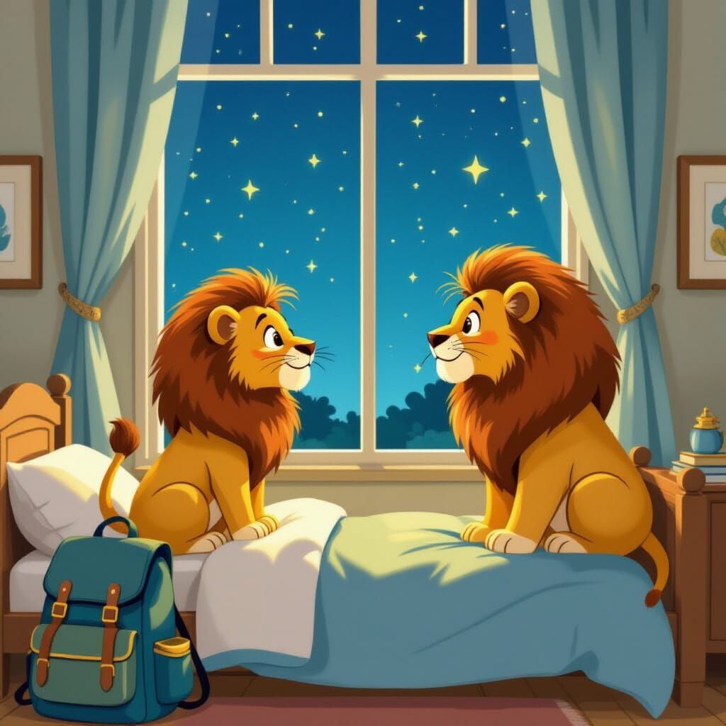 Leo Gazes at Starry Sky in Whimsical Style