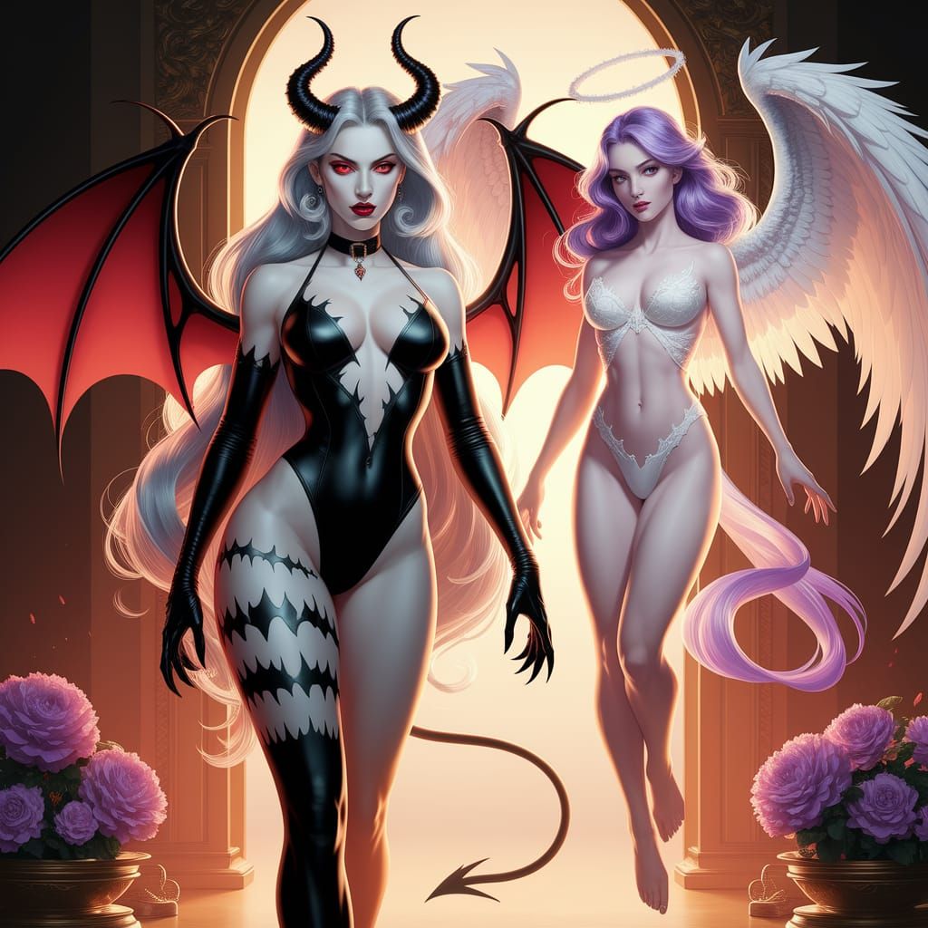 LadyDevimon and Angewomon in Ethereal Contrast