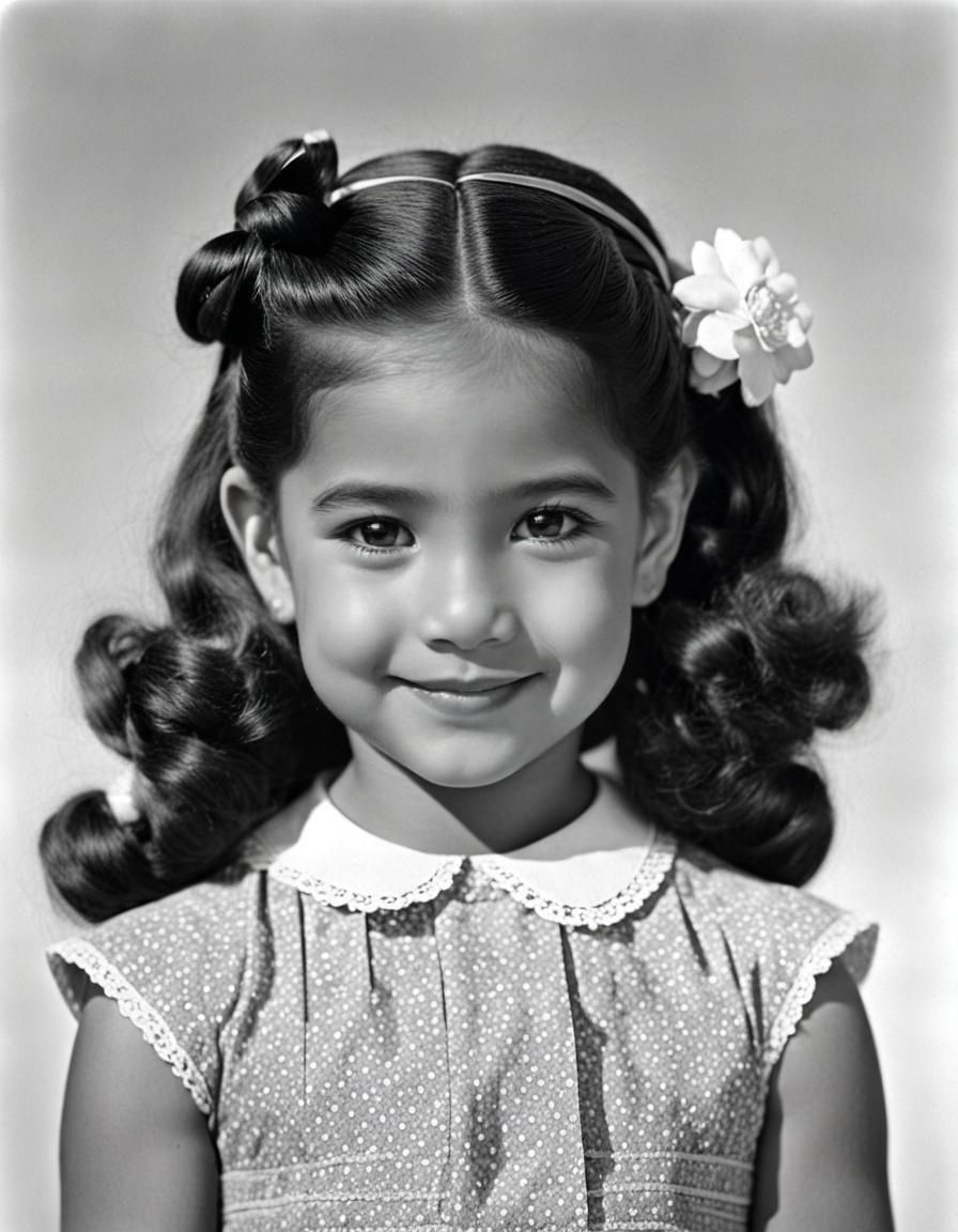Adorable 1950s Portrait of a Mexican Girl
