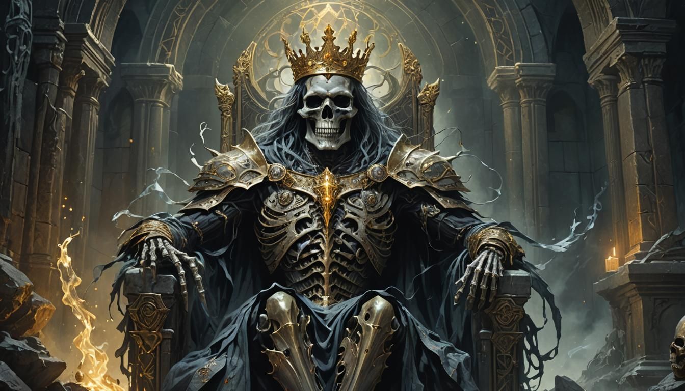 Skeletal King on Throne: Dark Fantasy Concept Art