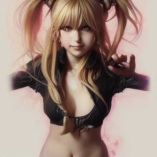 Misa Amane Portrait with Fire, Art Nouveau Style