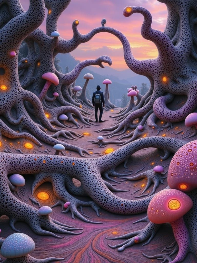 Dreamlike Realm with Enchanted Forest and Whimsical Creature...