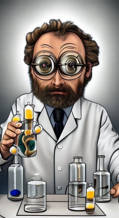 Mad Scientist in Rococo Watercolor Style