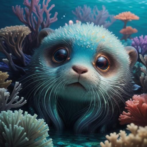 Adorable Baby Otter Octopus in 3D Anime Style