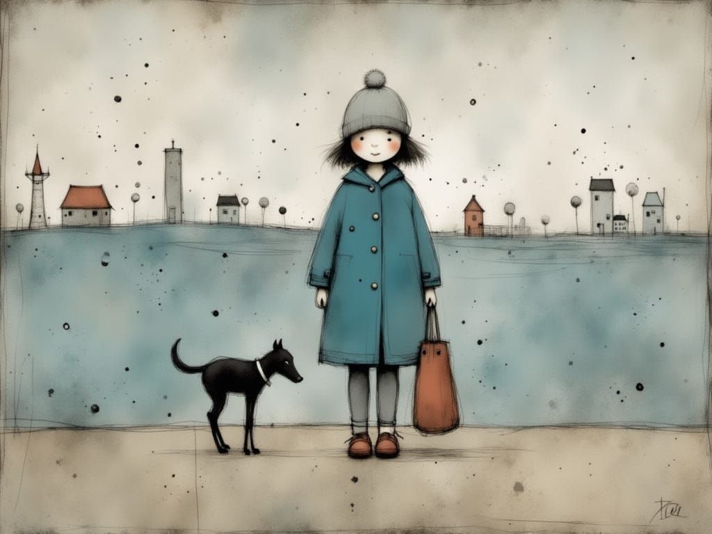 Whimsical Portrait of a Curious Young Girl in a Dreamlike Ch...