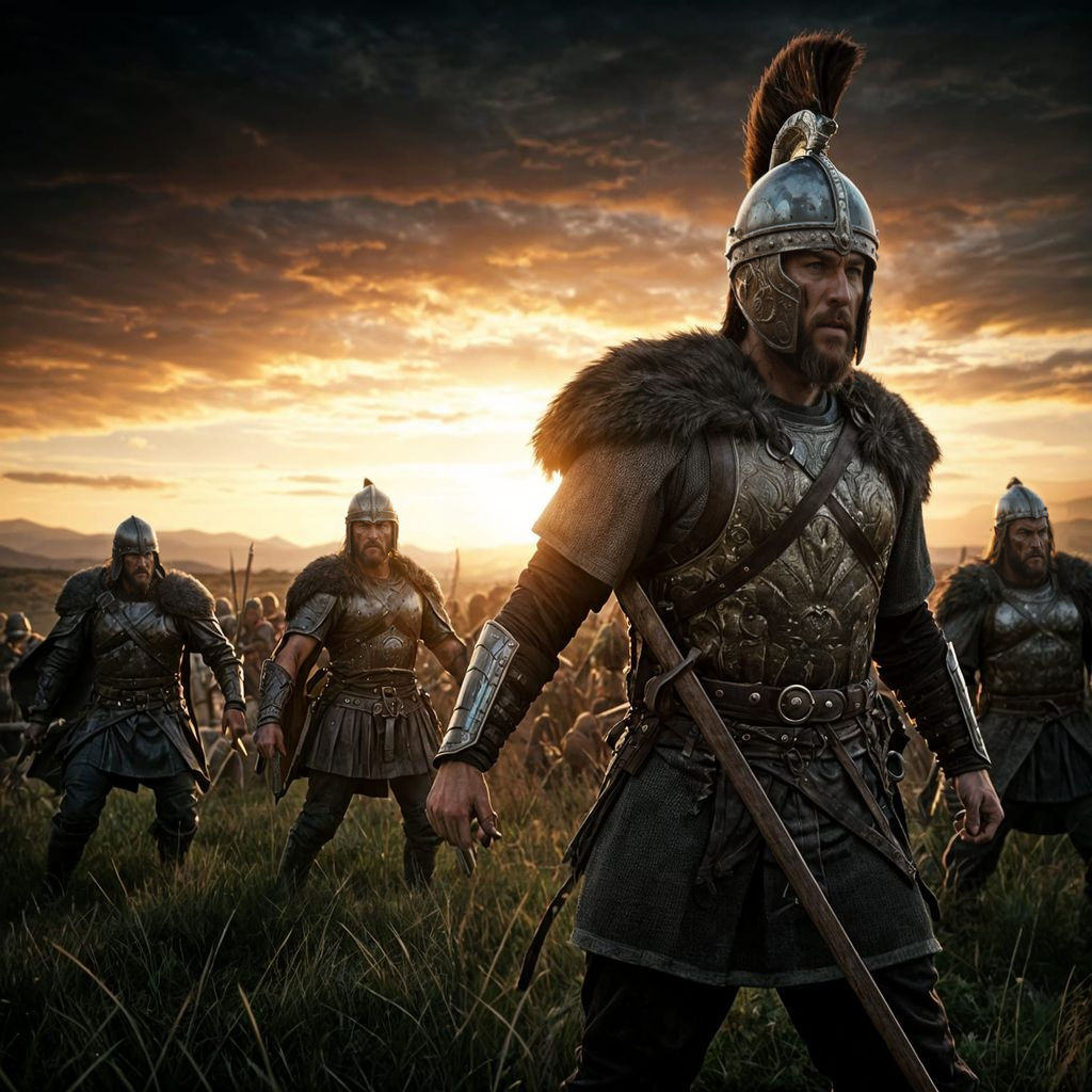 Epic Fantasy Battle in Darkening Plains