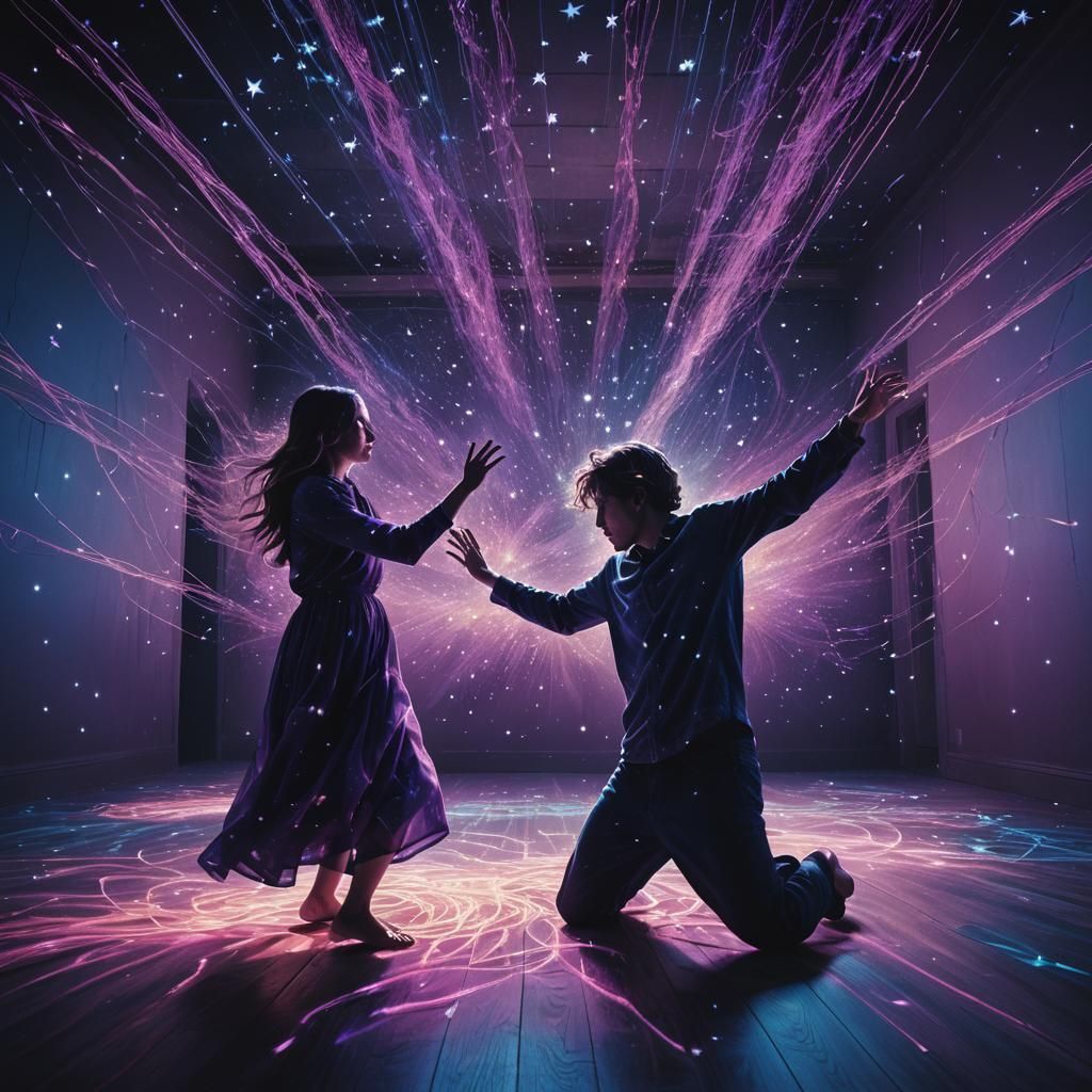 Hands Create Twinkling Stars in Surreal Dreamscape