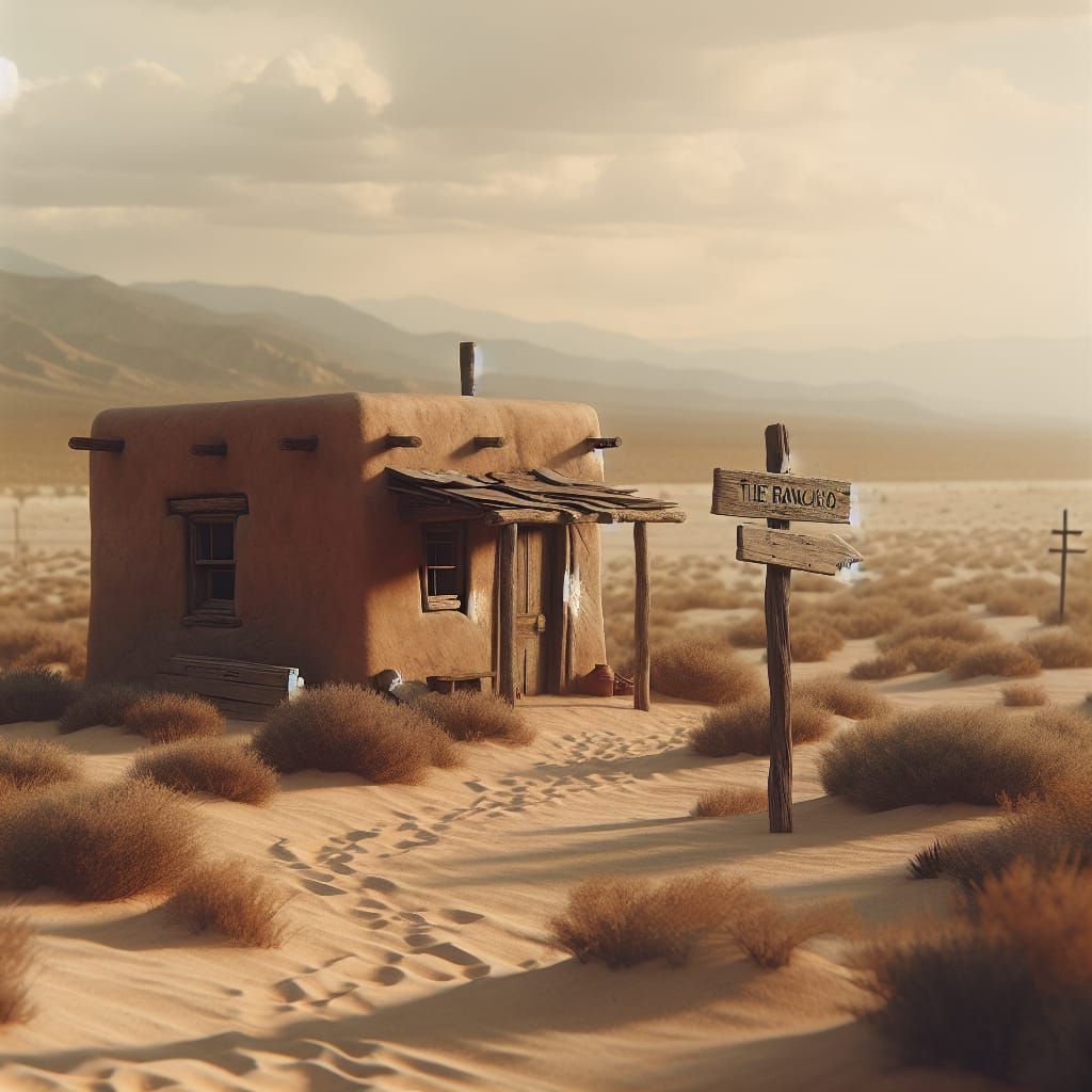 Adobe House 'The Ranchero' in Desert Landscape