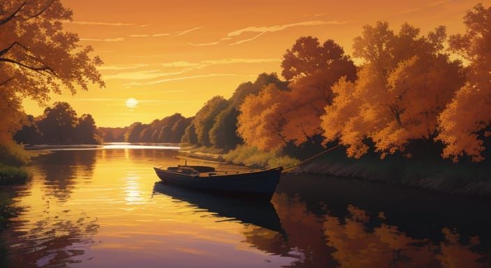 Sunset Over The River