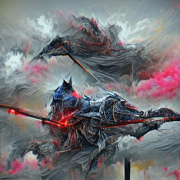 Crimson Energy Knight Digital Illustration