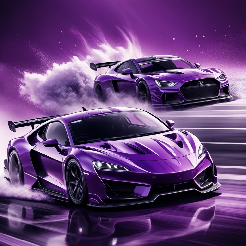 Dramatic Purple Drag Race: Hyperrealistic Concept Art