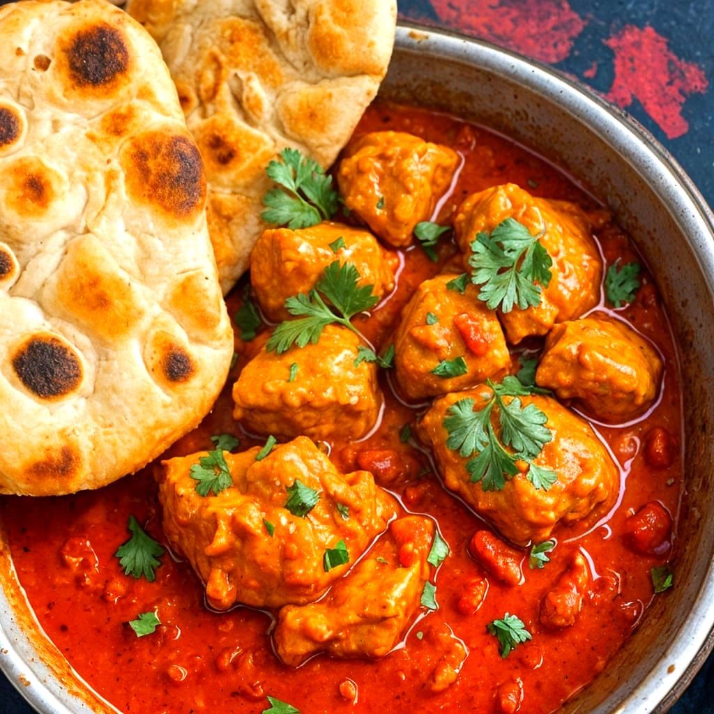 Delicious Butter Chicken and Naan Bread