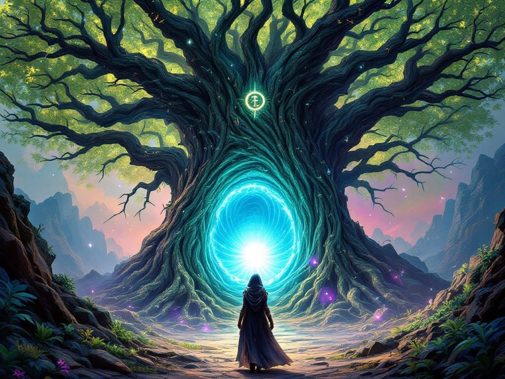 Surreal Warrior Guardians Ancient Portal Tree