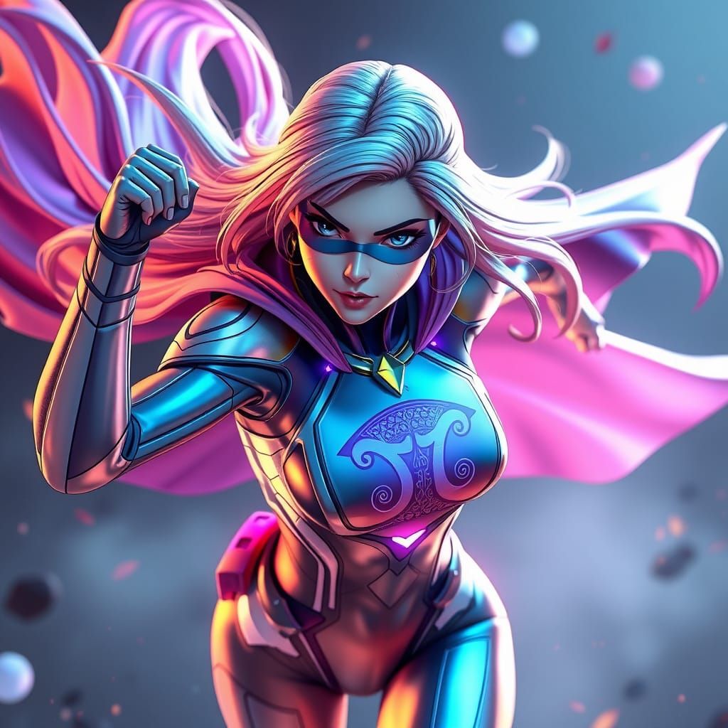 Vibrant Pisces Superhero in High-Tech Costume with Flapping ...