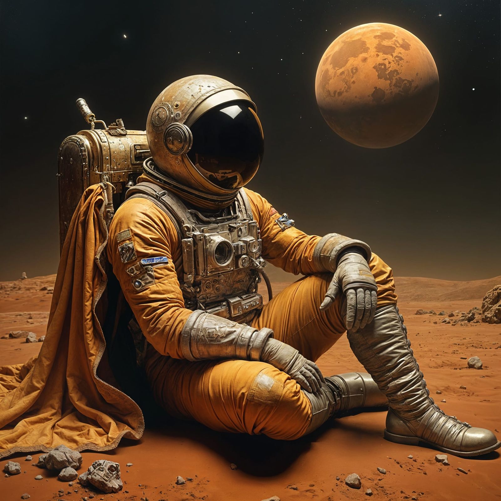 Astronaut on Mars in Baroque Style
