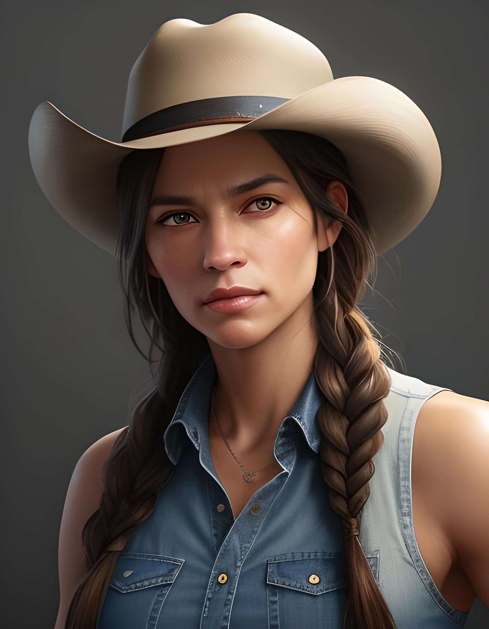 Detailed Portrait of a Woman in Western Wear
